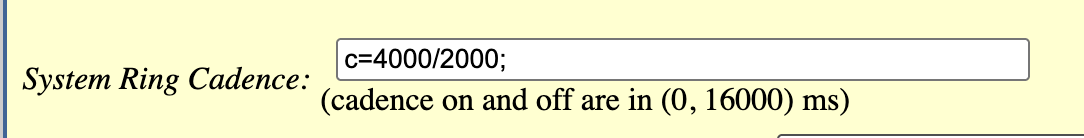 HT801 System Ring Cadence setting
